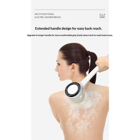 Electric Body Brush for Exfoliating and Massage, Long Handle Electric Bath Brush Rechargeable Body Scrubber, Spinning Skin Brush with 5 Spin Brush Heads for Man and Women