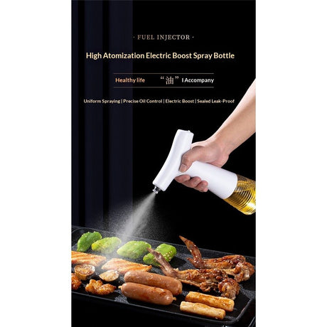 Electric Oil Sprayer for Cooking, 240ml Electric Oil Dispenser Automatic Cooking Oil Spray Bottle,  Oil Vinegar Soy Sauce Dispenser for Cooking Baking Roasting Frying