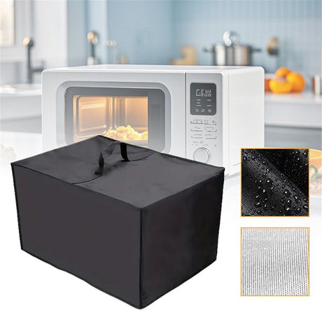 Heat-Resistant Dust-Proof Microwave Oven Grill Cover Protector - Waterproof Nylon Fabric Microwave Oven Dust Cover Case Protections for Toaster Oven (Black)