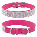 Bling Diamond Dog Collar for Females Girls, Fancy Sparkly Crystal Rhinestones,Reflective Stripe,Suit small  Dogs (rose pink XS)