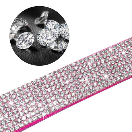 Bling Diamond Dog Collar for Females Girls, Fancy Sparkly Crystal Rhinestones,Reflective Stripe,Suit small  Dogs (rose pink XS)