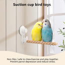 white Suction Cup Bird Perch,Natural Wood Parrot Window/Bath/Car/Travel/Shower Perches Stand Portable Parakeet Grinding Stick Training Toys for Small and Medium Birds(Twist Grain)