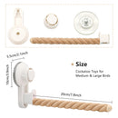 white Suction Cup Bird Perch,Natural Wood Parrot Window/Bath/Car/Travel/Shower Perches Stand Portable Parakeet Grinding Stick Training Toys for Small and Medium Birds(Twist Grain)