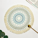 Round Braided Placemats Set of 4, Washable Heat Resistant Non-Slip Cotton Polyester Circle Boho Woven Place Mats for Dining Table Decor, Kitchen, Parties, Family Meals, 16cm