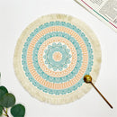 Round Braided Placemats Set of 4, Washable Heat Resistant Non-Slip Cotton Polyester Circle Boho Woven Place Mats for Dining Table Decor, Kitchen, Parties, Family Meals, 16cm
