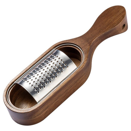 Wooden Cheese Grater with Handle, Rustic Brown Cheese Shredder with Storage Space, Handheld Kitchen Graters for Cheese Lemon Chocolate