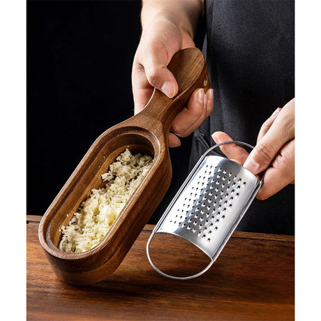 Wooden Cheese Grater with Handle, Rustic Brown Cheese Shredder with Storage Space, Handheld Kitchen Graters for Cheese Lemon Chocolate