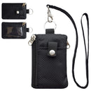 Small Lanyard Wallet for Women/Men with  Blocking ID Card Wallet, Minimalist Nylon Zipper Pouch, Travel Neck Wallet with Keychain, ID Window for Card,Coin,Cash (Black)