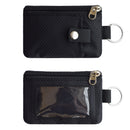 Small Lanyard Wallet for Women/Men with  Blocking ID Card Wallet, Minimalist Nylon Zipper Pouch, Travel Neck Wallet with Keychain, ID Window for Card,Coin,Cash (Black)