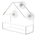 Ochine Window Bird House with Strong Suction Cup Wooden Birdhouse Clear Window Bird Feeder Outdoor Birds Nest Cage Outside Wild Easy Hanging Removable Tray with Holes