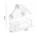 Ochine Window Bird House with Strong Suction Cup Wooden Birdhouse Clear Window Bird Feeder Outdoor Birds Nest Cage Outside Wild Easy Hanging Removable Tray with Holes
