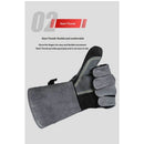 16 inch high-Temperature and fire-Resistant Cowhide Insulated longgloves/Barbecue/Oven/Fireplace/Barbecue/Smoking/Welding/Forged Gloves (black Gray)