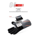 16 inch high-Temperature and fire-Resistant Cowhide Insulated longgloves/Barbecue/Oven/Fireplace/Barbecue/Smoking/Welding/Forged Gloves (black Gray)