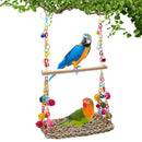Bird Swing Toy Cool Running Bird Hanger Hanging Swing Nest Vine Mesh Weaving Bird Swing Toy Colorful Bell