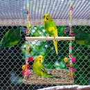 Bird Swing Toy Cool Running Bird Hanger Hanging Swing Nest Vine Mesh Weaving Bird Swing Toy Colorful Bell