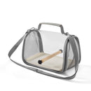 Long tailed parrot's small bird travel carrier cage, including tray and wooden standing sea bass, with external birdcage, small sun Xuan Feng portable bag（Grey small size）