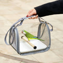 Long tailed parrot's small bird travel carrier cage, including tray and wooden standing sea bass, with external birdcage, small sun Xuan Feng portable bag（Grey small size）
