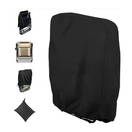 Gravity Chair Covers 2 PCS, Outdoor Zero Gravity Folding Patio Chair Covers Waterproof Dustproof Gravity Chair Cover with Storage Bag（71*20*34*110cm Black)