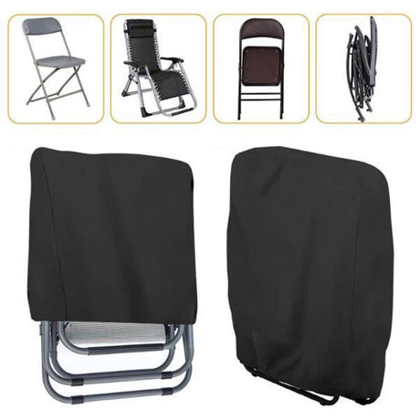 Gravity Chair Covers 2 PCS, Outdoor Zero Gravity Folding Patio Chair Covers Waterproof Dustproof Gravity Chair Cover with Storage Bag（71*20*34*110cm Black)