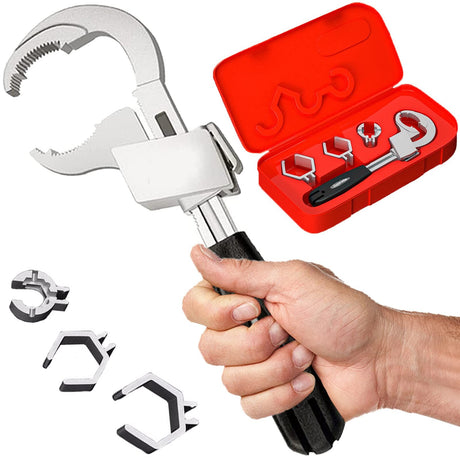 Universal Adjustable Double-ended Wrench Multifunctional Bathroom Wrench for Pipe Basin Faucet, Disassembly and Assembly Faucet Sink Water Plumbing Repair （black）