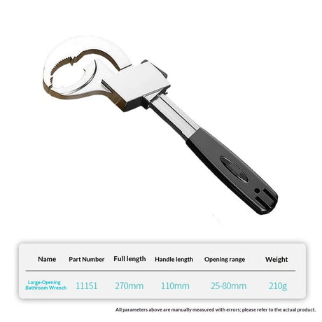 Universal Adjustable Double-ended Wrench Multifunctional Bathroom Wrench for Pipe Basin Faucet, Disassembly and Assembly Faucet Sink Water Plumbing Repair （black）
