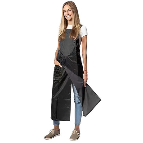 Pottery Split-Leg Make Ceramic Apron, Long Split-Leg Artist Painting Apron with  Pockets for Men and Women（black）