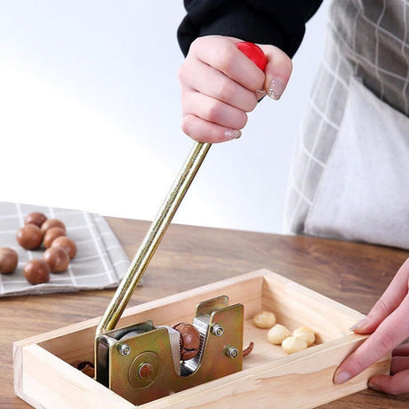 Nut Crackers For All Nuts Set Manual nut cracker Nut Tongs Walnuts Open Tool Handle Manual Cracker with Wood Base（Small Box - Adjustment）
