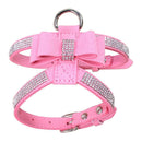 Bling Dog Harness for Girls, Cat Vest Harnesses with Bow Tie Puppy Kitty Cute Fancy Sparkling Pretty Crystal Diamond for Small Pet  Chihuahua,Pink S