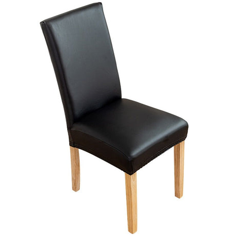 2 pack PU Faux Leather Waterproof Stretch Dining Chair Cover Chair Protector Slipcovers Covers (Black, 2)