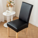 2 pack PU Faux Leather Waterproof Stretch Dining Chair Cover Chair Protector Slipcovers Covers (Black, 2)