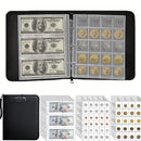 Coin Collection Album for Collectors with Lock, 360 Pockets Fireproof Coin Holder Book & 36 Paper Currency Binder Sleeves, Coin Storage Collecting Organizer for Pennies,Bill,Tokens,Badges（oniy bag）