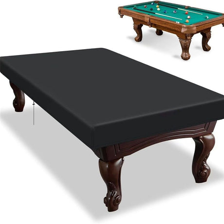 9 Feet Billiard Pool Table Cover, Waterproof Outdoor Indoor 210D Oxford cloth Dustproof Sun Rain Protection Billiard Table Covers for Patio Table Snooker Billiard Table, Black