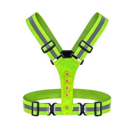 LED Reflective Vest with Chest Light , Visibility Rechargeable Light Up Running Vest Night Safety Running Gear for Dog Walking, Cycling, Adjustable for Men Women Kids