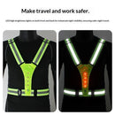 LED Reflective Vest with Chest Light , Visibility Rechargeable Light Up Running Vest Night Safety Running Gear for Dog Walking, Cycling, Adjustable for Men Women Kids
