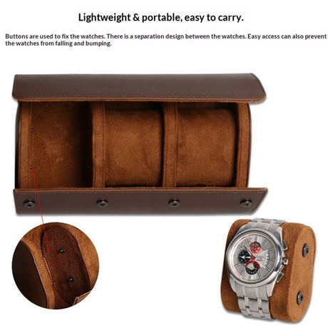 Watch Travel Case for Men Women 3 slot Leather Watch Roll Travel Case Watch Box Storage Organizer and Display Holder for 3 Watches.（oniy box）
