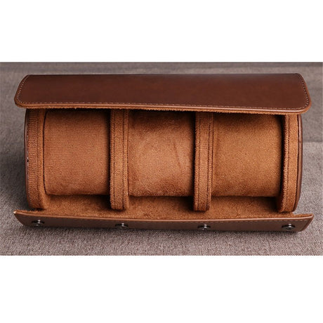 Watch Travel Case for Men Women 3 slot Leather Watch Roll Travel Case Watch Box Storage Organizer and Display Holder for 3 Watches.（oniy box）