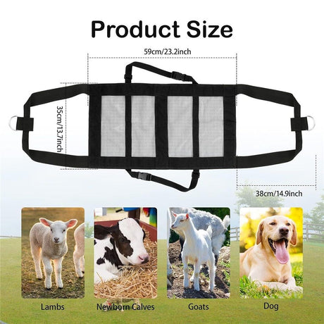 Calf Sling for Goat, Lamb, Sheep & Alpaca - Animal Weighing Sling - Newborn Livestock Calves & Baby Dogs（black）