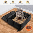 Portable Cat Travel Litter Box, Collapsible Cat Litter Carrier Tray, Waterproof Litter Box for Outdoor Fit Medium Cats and Kitties, Leak-Proof, Sturdy, Lightweight-Black