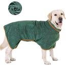 Pupper Fast Drying Dog Bath Robe | Plush Dog Towel Bathrobe/Dressing Gown | Super Absorbent Pet/Puppy Bathrobe | Adjustable Hood & Belly Strap | Super Soft | Fast Drying (S, dark green)