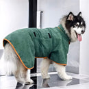 Pupper Fast Drying Dog Bath Robe | Plush Dog Towel Bathrobe/Dressing Gown | Super Absorbent Pet/Puppy Bathrobe | Adjustable Hood & Belly Strap | Super Soft | Fast Drying (S, dark green)