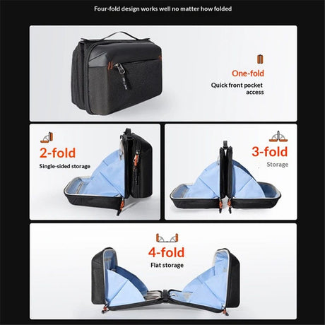Carrying Bag Pouch Travel Large Soft Case Multilayer Storage Accessories ,4 fold small tool storage bag, portable power bank, suitable for commuting travel (Black,oniy bag)