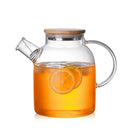 Glass Teapot, Stovetop and Microwave Safe Glass Borosilicate Teapot, 60.8 oz Clear Glass Pitcherwith Natural Bamboo Lid and Removable Filter for Making Flower Tea and Juice
