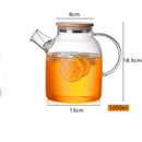 Glass Teapot, Stovetop and Microwave Safe Glass Borosilicate Teapot, 60.8 oz Clear Glass Pitcherwith Natural Bamboo Lid and Removable Filter for Making Flower Tea and Juice
