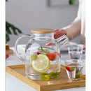 Glass Teapot, Stovetop and Microwave Safe Glass Borosilicate Teapot, 60.8 oz Clear Glass Pitcherwith Natural Bamboo Lid and Removable Filter for Making Flower Tea and Juice