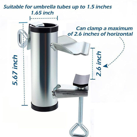 Patio Umbrella Holder Deck Umbrella Clamp Heavy Duty Steel Patio Umbrella Clamp Bench Buddy Deck Umbrella Stand Fixed Clip for Deck, Bleachers, Tailgates, Railing, Boats, Poles, Fences ,Picnic Table