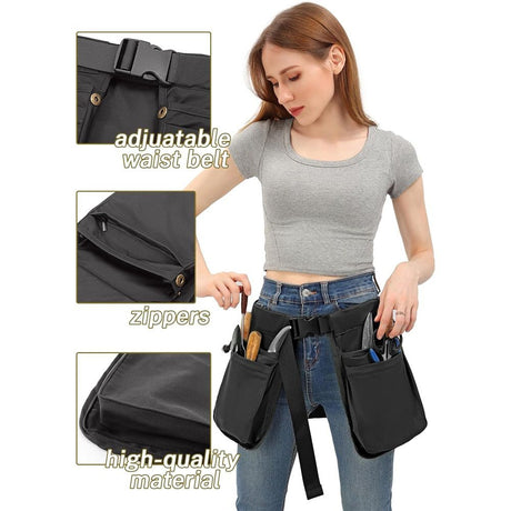 Waist Belt Apron Bag, Waitress Server Apron with Multiple Pockets, Half Apron with Adjustable Belt for Dog Trainer Apron, Waiter Apron, Garden Tool Belt, HairStylist Apron