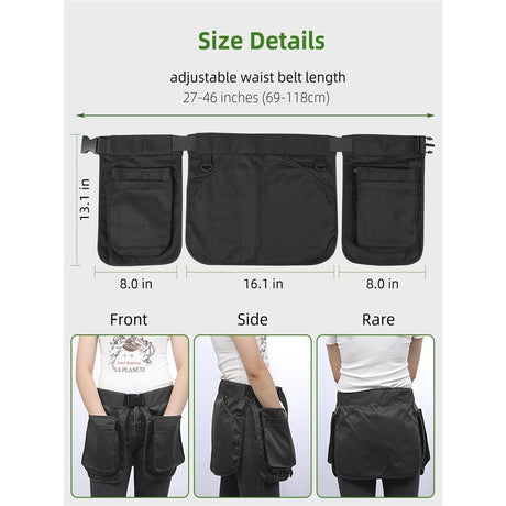 Waist Belt Apron Bag, Waitress Server Apron with Multiple Pockets, Half Apron with Adjustable Belt for Dog Trainer Apron, Waiter Apron, Garden Tool Belt, HairStylist Apron