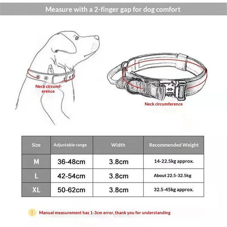 Nylon Dog Collar Adjustable Durable for Shepherd Outdoor Working Training Walking with Leash (XL, Black)