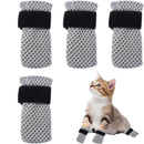 Anti-Scratch Cat Boot Covers - Paw Protectors (Mesh, Non-Slip, Breathable) - 4 Pairs (M, gray) - Suitable for Family Pet, Cat Bathing & Nail Cutting