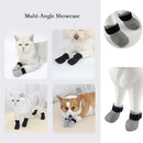 Anti-Scratch Cat Boot Covers - Paw Protectors (Mesh, Non-Slip, Breathable) - 4 Pairs (M, gray) - Suitable for Family Pet, Cat Bathing & Nail Cutting